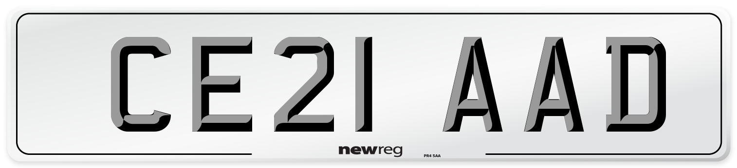 CE21 AAD Number Plate from New Reg